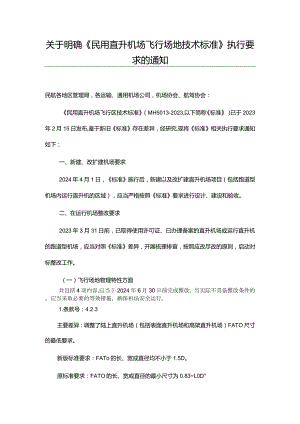 关于明确《民用直升机场飞行场地技术标准》执行要求的通知.docx