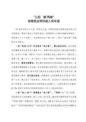 经验做法：“三招”解“两难” 助推就业帮扶驶入快车道.docx