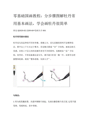 零基础国画教程：分步骤图解牡丹常用基本画法学会画牡丹很简单.docx