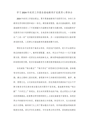学习2024年政府工作报告基础教育扩优提质心得体会.docx