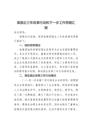某国企三年改革行动和下一步工作思路汇报.docx