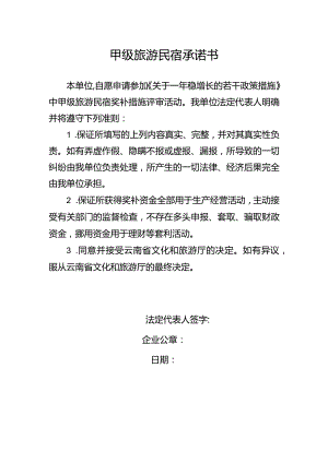 甲级旅游民宿承诺书.docx