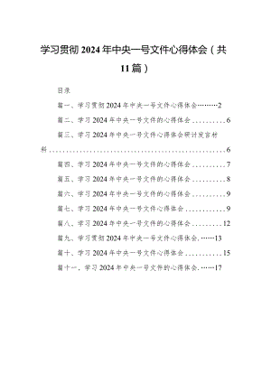 （11篇）学习贯彻2024年中央一号文件心得体会供参考.docx