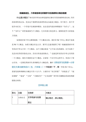 统编版语五、六年级各单元所属学习任务群和大概念梳理.docx