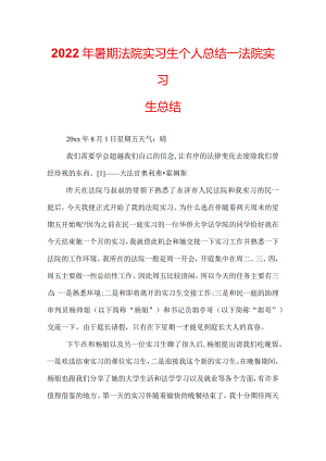 2022年暑期法院实习生个人总结_法院实习生总结.docx