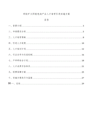 钙钛矿太阳能电池产业人才培育引进实施方案.docx