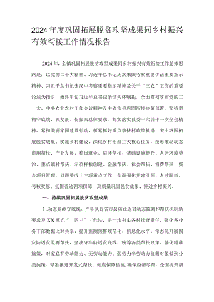 2024年度巩固拓展脱贫攻坚成果同乡村振兴有效衔接工作情况报告.docx