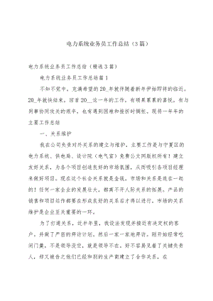 电力系统业务员工作总结（3篇）.docx