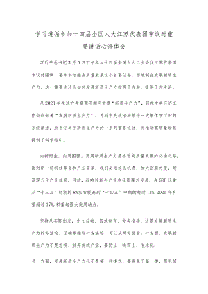 学习遵循参加十四届全国人大江苏代表团审议时重要讲话心得体会.docx