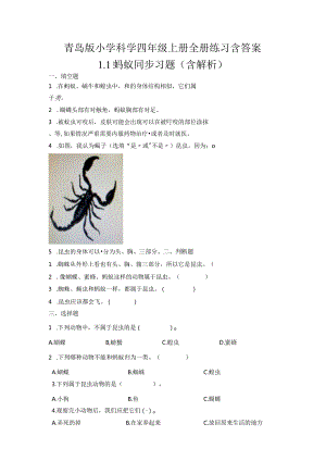 青岛版小学科学四年级上册全册练习含答案.docx