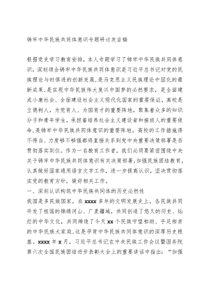 铸牢中华民族共同体意识专题研讨发言稿.docx