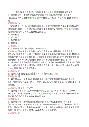 银行风险经理考试：中国农业银行风险经理考试试题及答案四.docx