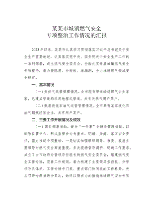 某某市城镇燃气安全专项整治工作情况的汇报.docx