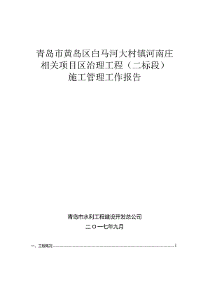 某市项目区治理工程施工管理工作报告.docx