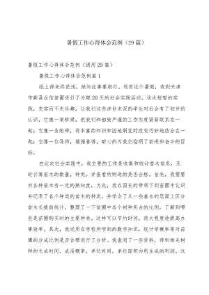 暑假工作心得体会范例（29篇）.docx