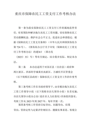 重庆市保障农民工工资支付工作考核办法.docx