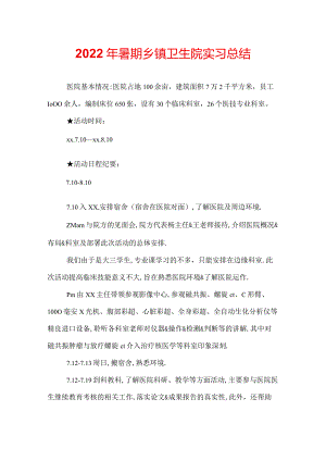 2022年暑期乡镇卫生院实习总结.docx