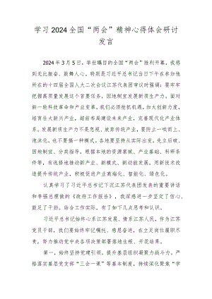 学习2024全国“两会”精神心得体会研讨发言材料（共五篇）.docx