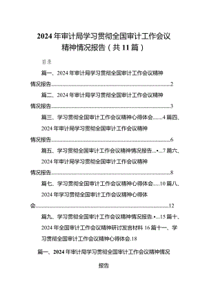（11篇）2024年审计局学习贯彻全国审计工作会议精神情况报告集锦.docx