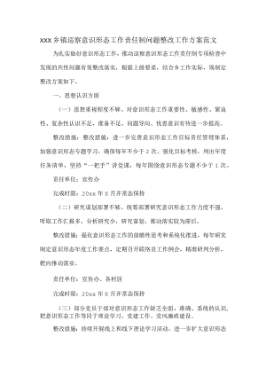 XXX乡镇巡察意识形态工作责任制问题整改工作方案范文.docx