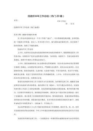 民政所半年工作总结（热门20篇）.docx