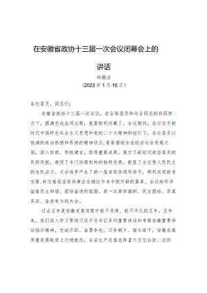 在安徽省政协十三届一次会议闭幕会上的讲话.docx