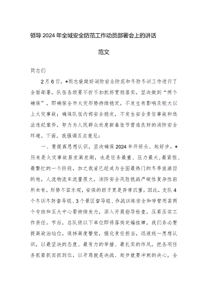 领导2024年全域安全防范工作动员部署会上的讲话范文.docx