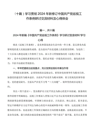 （十篇）学习贯彻2024年新修订中国共产党巡视工作条例研讨交流材料及心得体会.docx
