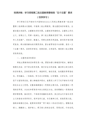 党课讲稿：学习领悟第二批主题教育要做到“五个注重”要求.docx