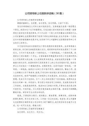 公司领导新上任就职讲话稿（30篇）.docx