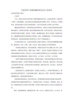 在新任职干部集体廉政谈话会议上的讲话.docx