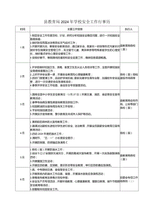 县教育局2024年学校安全工作行事历.docx