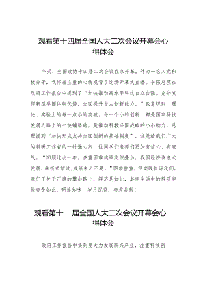 2024全国两会第十四届全国人大二次会议开幕会心得感悟十六篇.docx