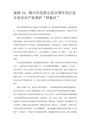 优化营商环境案例19：铜川市发挥示范引领作用打造全省知识产权保护“样板区”.docx