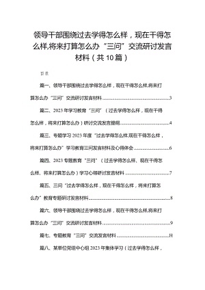 领导干部围绕过去学得怎么样现在干得怎么样,将来打算怎么办“三问”交流研讨发言材料（共10篇）.docx