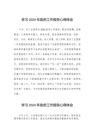2024年两会学习《政府工作报告》的心得体会二十篇.docx
