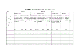 郑州XX职业学院教师教学质量测评学生打分表（2024年）.docx