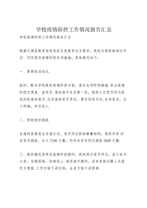 学校疫情防控工作情况报告汇总.docx