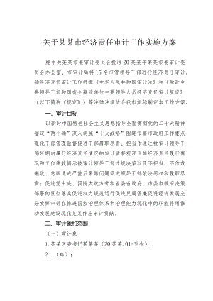 关于某某市经济责任审计工作实施方案.docx