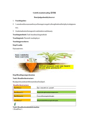 牛津译林版（2019）必修第一册Unit 4 Looking Good Feeling Good Extended reading 导学案.docx