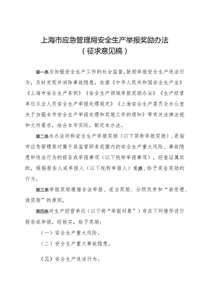 上海市应急管理局安全生产举报奖励办法（征.docx