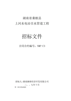 X水电站引水管道工程招标文件范文.docx