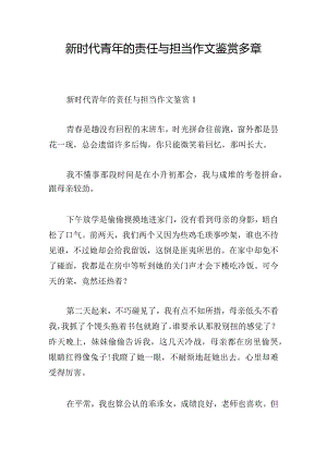 新时代青年的责任与担当作文鉴赏多章.docx