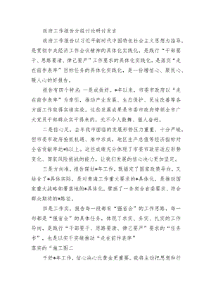政府工作报告分组讨论研讨发言.docx