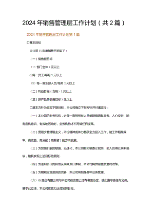 2024年销售管理层工作计划.docx