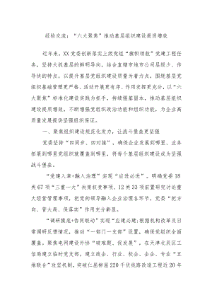 经验交流：“六大聚焦”推动基层组织建设提质增效.docx
