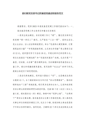 县妇联党支部书记抓基层党建述职报告范文.docx