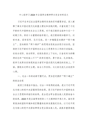 中心组学习2024年全国两会精神研讨发言材料范文.docx