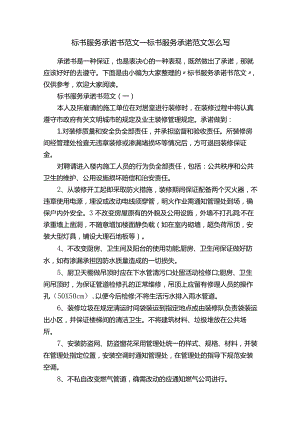 标书服务承诺书范文-标书服务承诺范文怎么写.docx