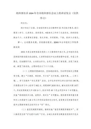 组织部长在2024年全市组织部长会议上的讲话发言.docx